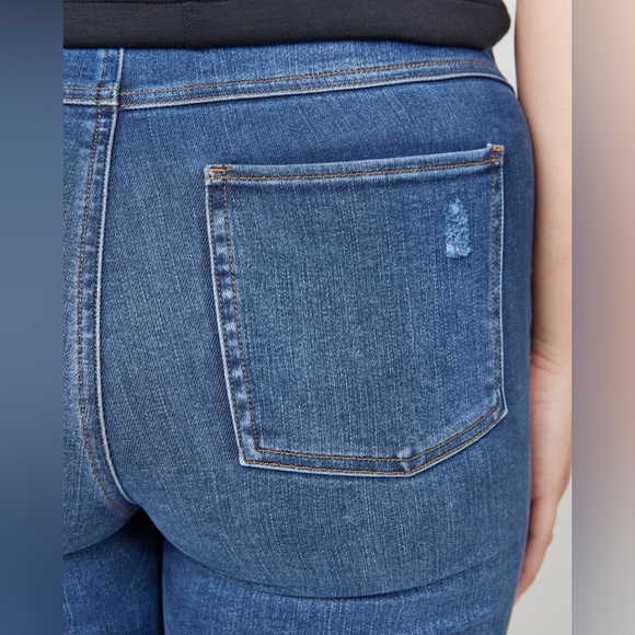 Spanx Distressed Ankle Skinny Jeans, Medium Wash L - Picture 10 of 14